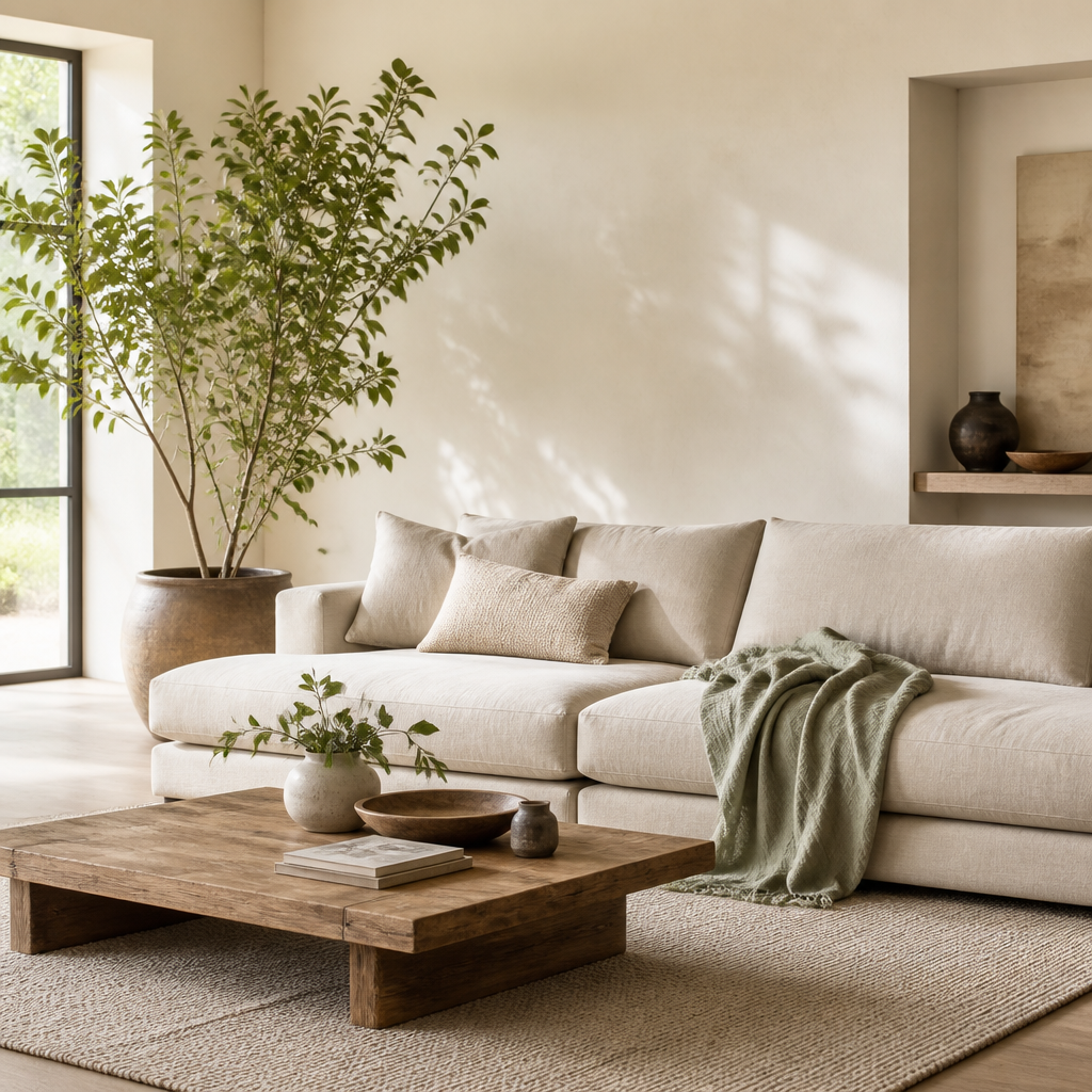 Warm minimalist living room style